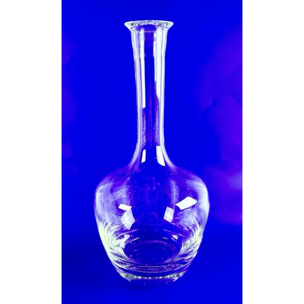 Vintage Wine Decanter 12” Clear Glass Carafe Vase Thick Base MCM Shapely